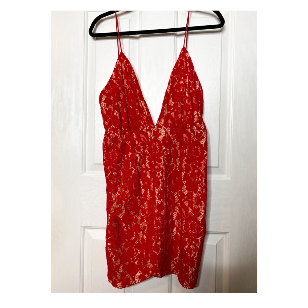 Red Lace Mini Dress (Revolve)